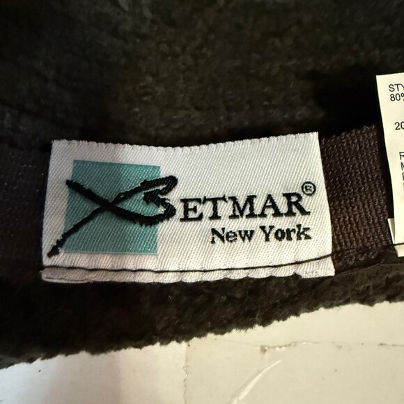 Betmar Chenille Bucket Hat Black Rhinestone Logo Soft Cloche Winter Cozy Luxe - Picture 9 of 15